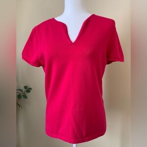 EUC Top: Short Sleeve, Hot Pink, V-Neck, Cotton Sweater, Talbots
